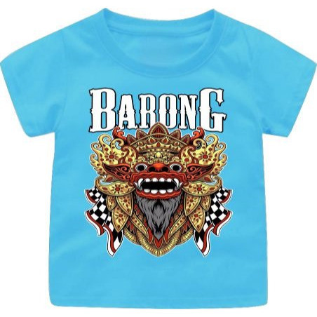 Baju Kaos Anak 1-12TAHUN/DEWASA Cewek -Cowok Gambar Barong Bali Bertuliskan BARONG