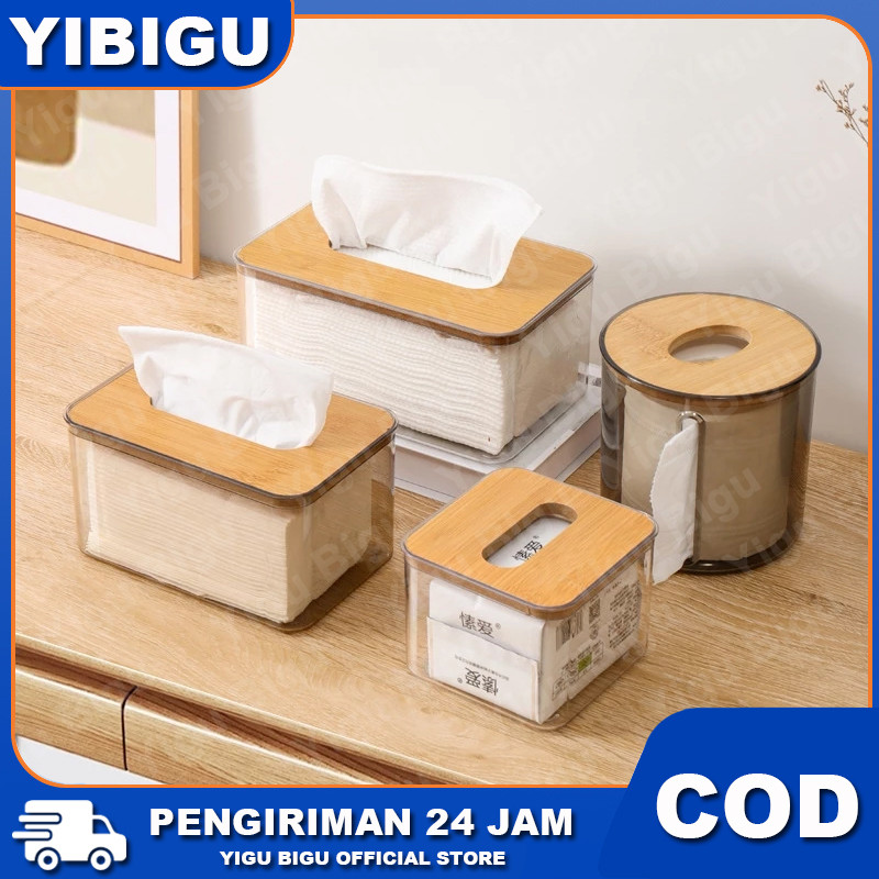 COD Tempat Tisu Kotak Tissue Kayu Transparan Box Tissue Tempat Tisu Kamar Mandi