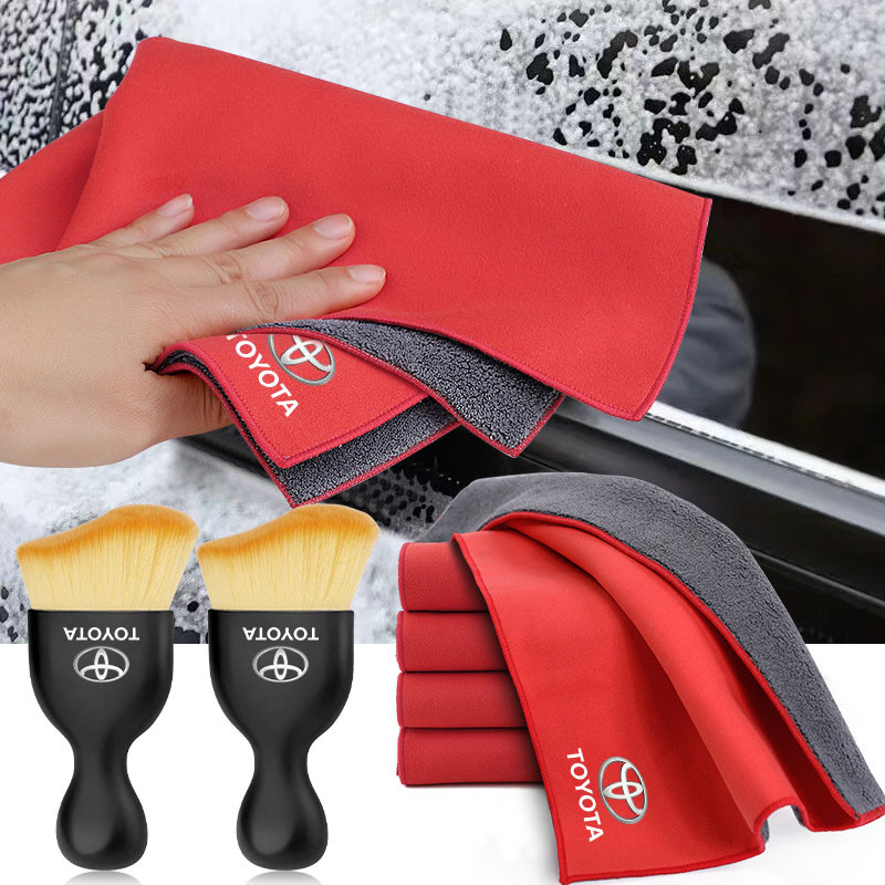 Car Towels Cleaning Drying Cloth with Car Cleaning brush Car Tools For Toyota TRD Prius Avensis Auri