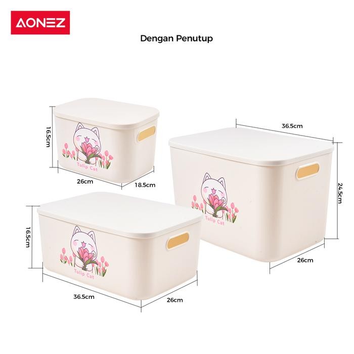 STORAGE BOX AONEZ WHITE TULIP CAT | Keranjang Box Aonez White Tulip Cat