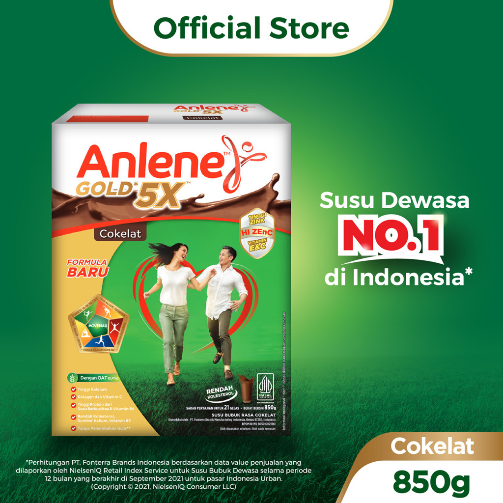 

Anlene Gold 5X Susu Bubuk Dewasa Cokelat 850g - Nutrisi Tinggi Kalsium Untuk Tulang, Sendi, Dan Otot