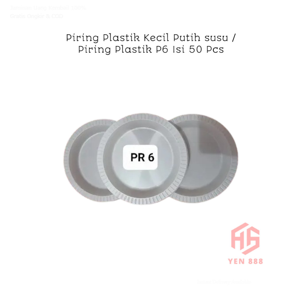 Piring Plastik Kecil Putih susu / Piring Plastik P6 Isi 50 Pcs