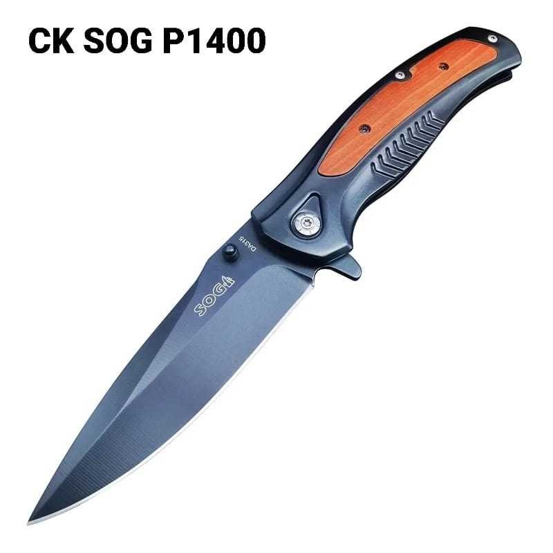 CK SOG P1400 Pisau Lipat Stainless Steel 10cm Back Lock Folding Knife Outdoor Camping