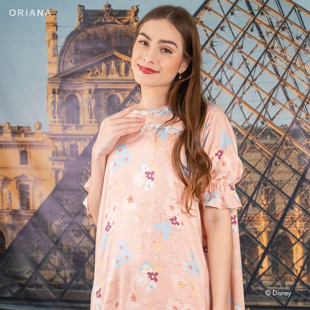 ORIGINAL 100% Oriana Minnie Florals Homewear Maxi Dress Daster Bottom Ruffle Series Bisa COD Daster 