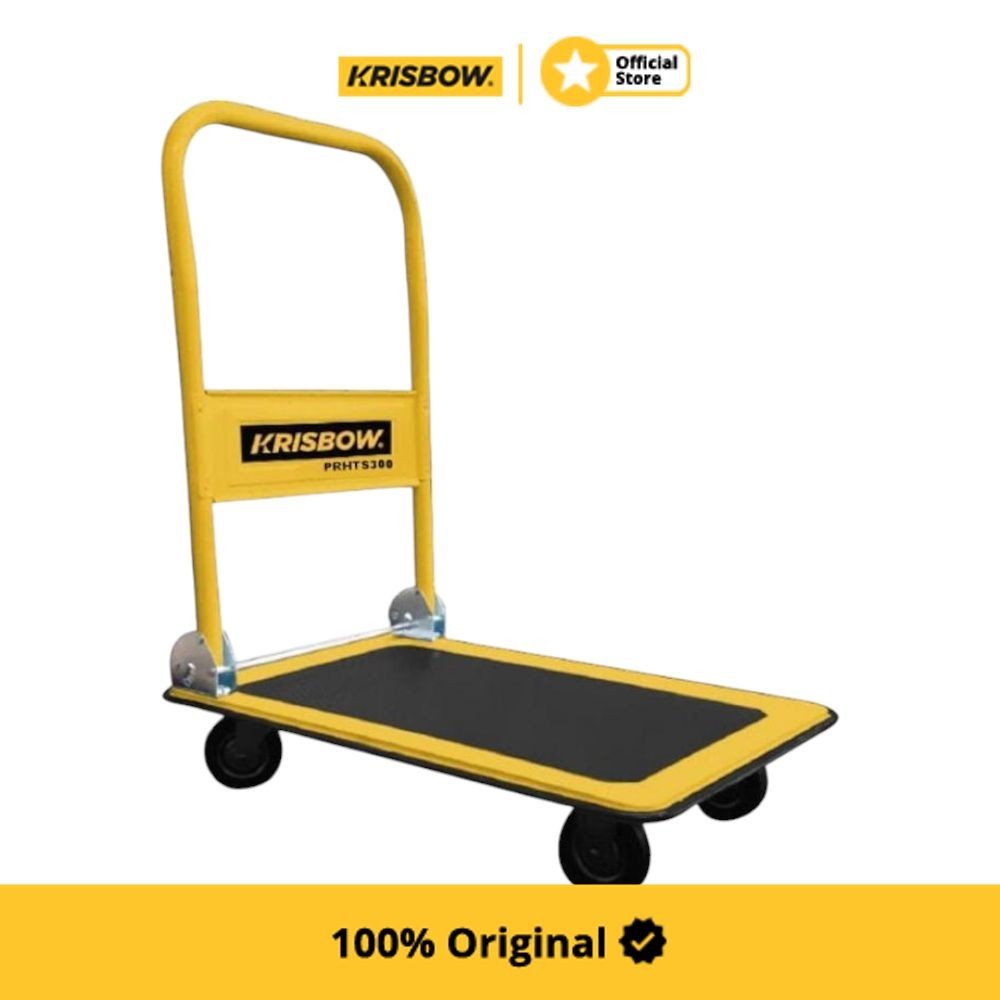Krisbow Troli Barang Steel 300 kg - Kuning Alat Pengangkut Barang Dengan Roda Wheels Cart Troli Kard