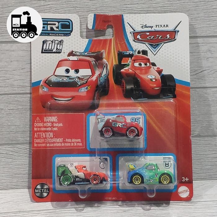 XMCH Disney Cars Mini Racer 3 Pack Set - Francesco Bernoulli Lightning McQueen Carla Veloso GLOBAL R
