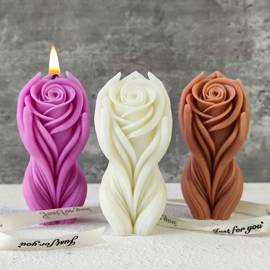 

DIY Hand Holding Rose Flower Mold Hand Flower Candle Silicone Mold Aromatherapy Plaster Ornaments Exquisite shape