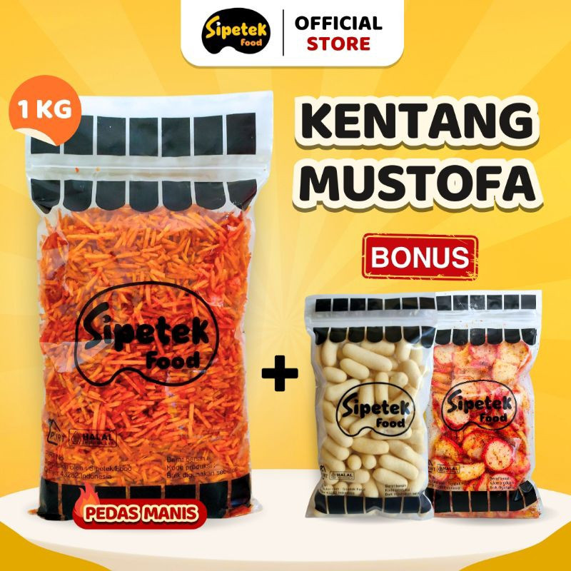 

Sipetek - [Spesial] Kentang Mustofa 1kg Pedas Manis Gurih Kriuk Gratis 2 Snack