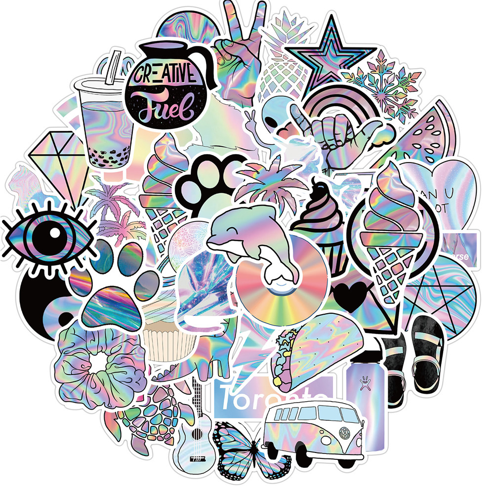 

50pcs Cartoon Vsco Girl Stickers Diy Color Watercolor Luggage Scrapbook Album Notebook Diary Card Decoration Decal