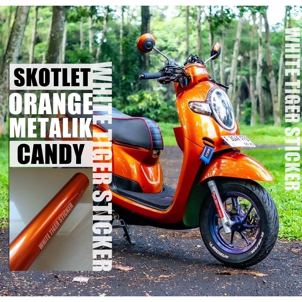 SKOTLET STIKER MOTOR ORANGE METALIK CANDY SCOTLITE ORANGE METALIK SKOTLET OREN METALIK GLOSY SCOTLAI