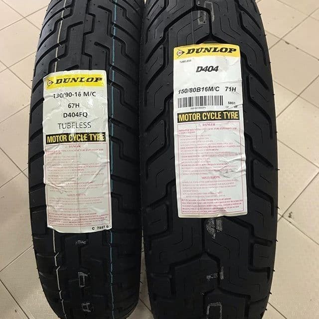 PAKET BAN MOTOR HARLEY DUNLOP D404 130/90 + 150/80 RING 16 DEPAN BELAKANG SEPASANG TUBLES BAN HARLEY