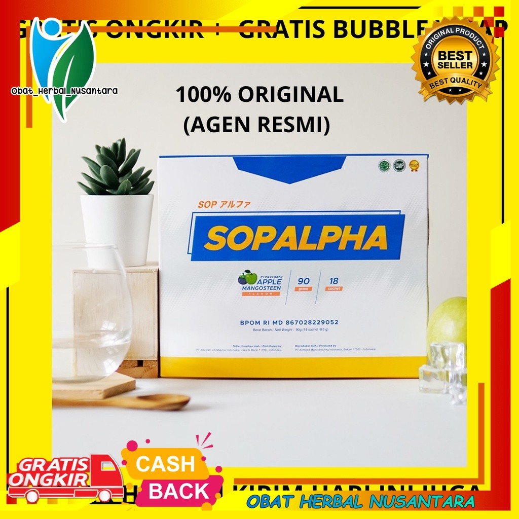 SOP ALPHA SOPALPHA BIOBOOST 1 BOX ISI 18 SACHET RASA APEL MANGGIS SUPLEMEN KESEHATAN OBAT DIABETES K