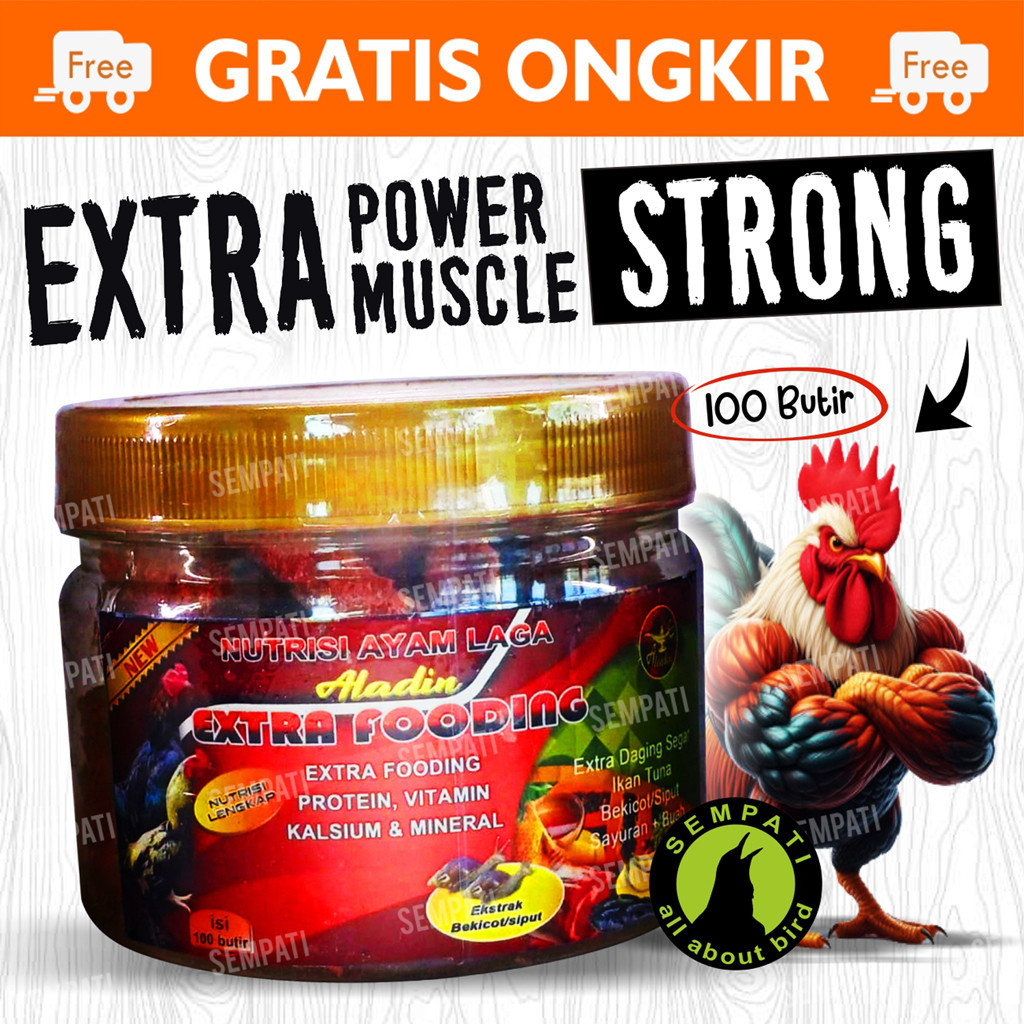 SEMPATI Extra Fooding Aladin Toples Isi 100 Butir Nutrisi Ayam Laga Jago Aduan Petarung Jantan Bangk