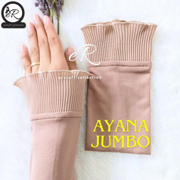 JUMBO BIG SIZE HANDSOCK AYANA QUEEN RUFFLE / MANSET JUMBO BIG SIZE RENDA PLISKET SENADA / MANSET TAN