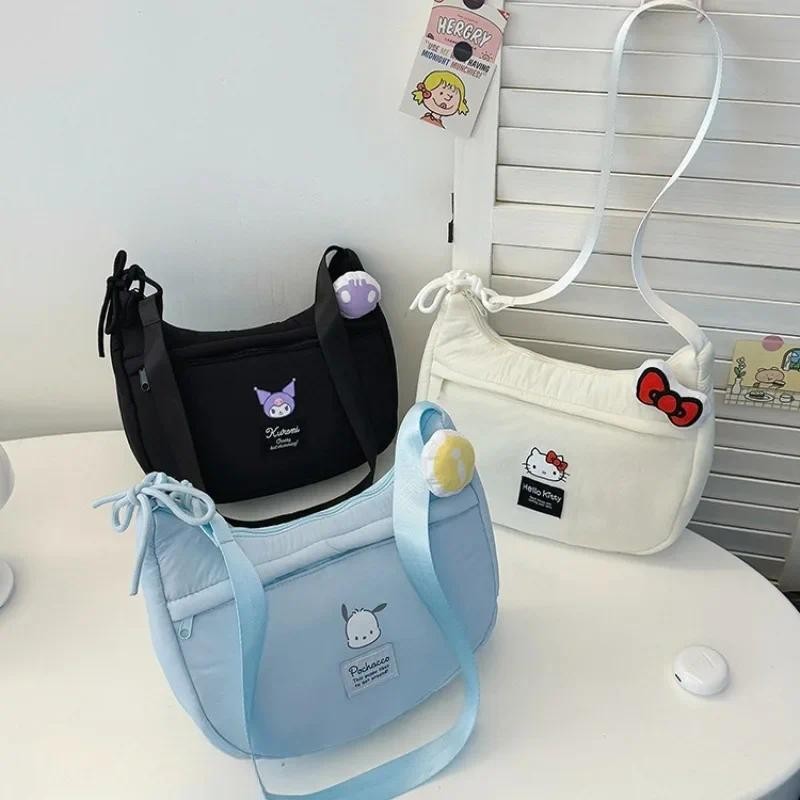 

Sanrio Single-shoulder Bag Kawaii Anime Hello Kitty Kuromi Pochacco Large Capacity Crossbody Bags Cute Cartoon Bowknot Bag Gifts