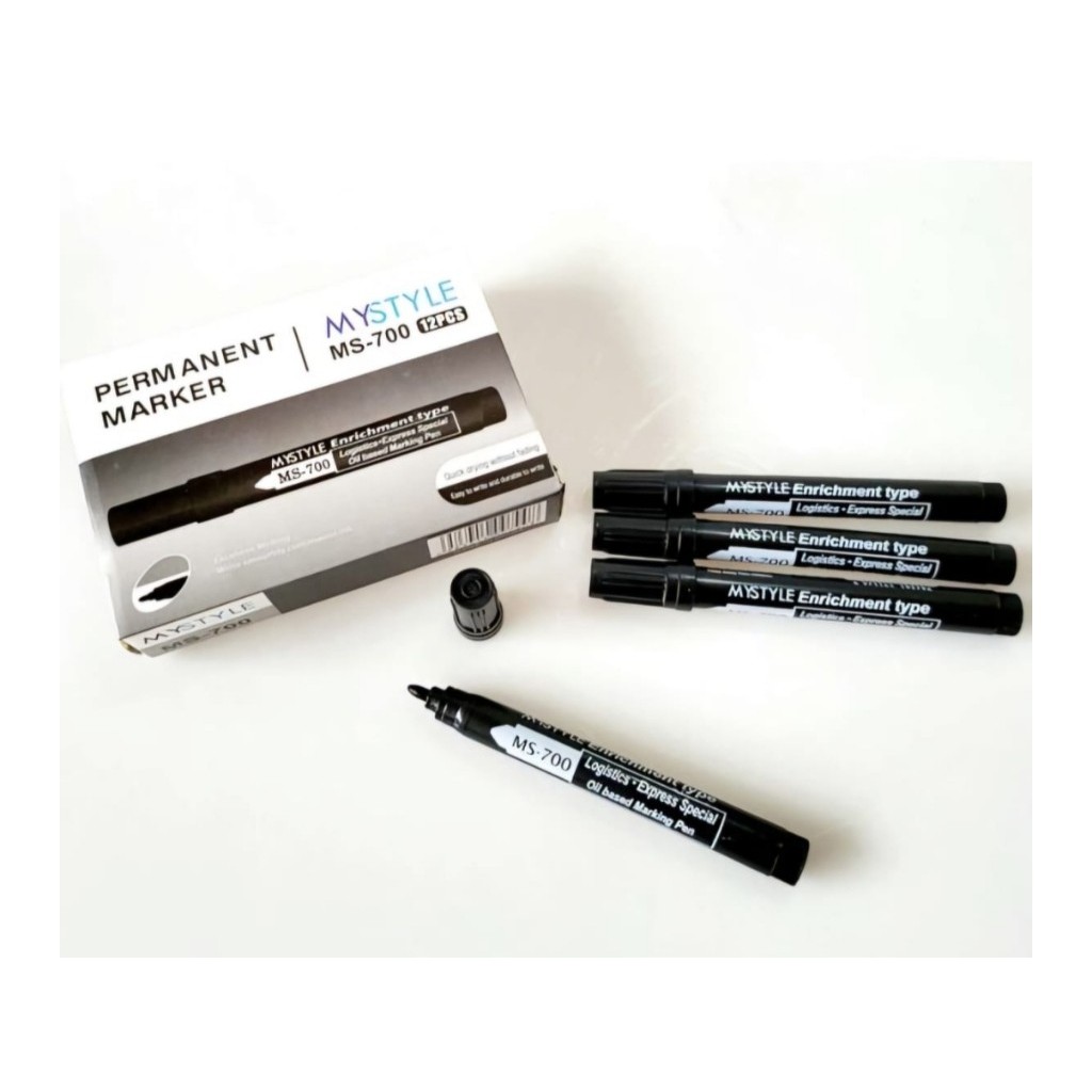 

Spidol Permanen HITAM merk MyStyle MS-700 isi 12 pcs