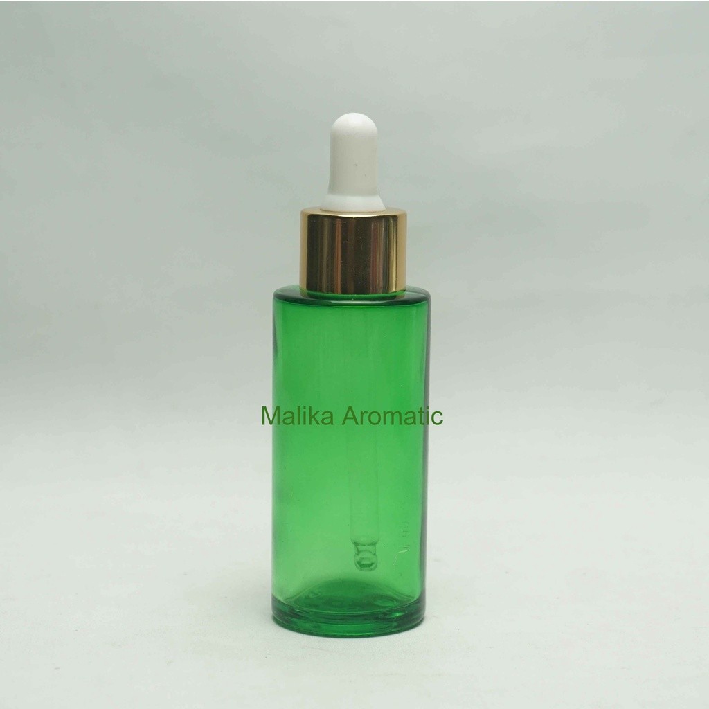Serum 50 ml RF Hijau Original Pipet Gold Chrome / Botol Pipet Karet / Botol Serum / Botol Kaca Kosme