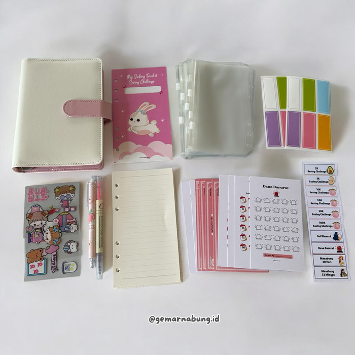 

Paket Binder Nabung Keuangan Lengkap (10 Ziplock) - Putih Pink ZipB