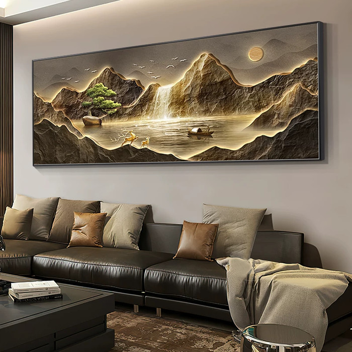 Lukisan Porcelain Painting Diamond Golden Pemandangan Indah Bulan