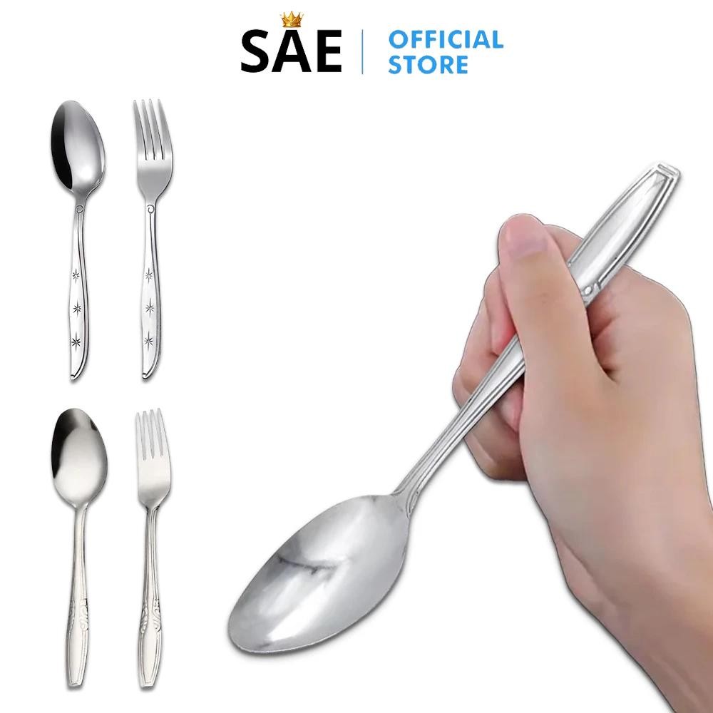 SAEID - 1 LUSIN Sendok Garpu Korea Alat Makan Spoon Fork Set Stainless H718 Stainless 1 Lusin Anti K