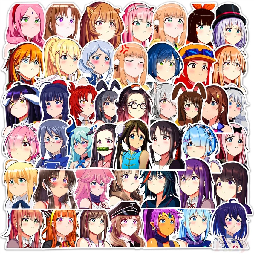 

Cetak Kilat - Stiker Desain Anime Girls Angry Pout Series 01 50pcs / Set Stiker Doodle Anti Air