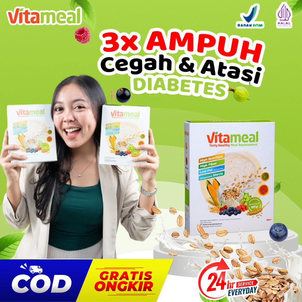 

Vitameal Sereal Sehat Multigrain Ampuh Turunkan Gula Darah Atasi Diabetes dan Kolesterol Alami Tanpa Efek Samping Meal replacement Pengganti Nasi dan Diet