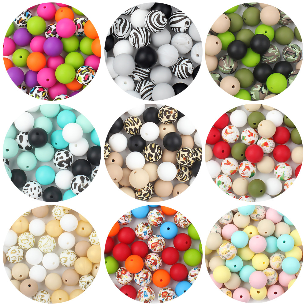 

15Pcs 12MM Round Silicone Beads For Jewelry Making DIY Pacifier Chain Beaded Pen Food Grade Round Beads Colorful Accessorie Set