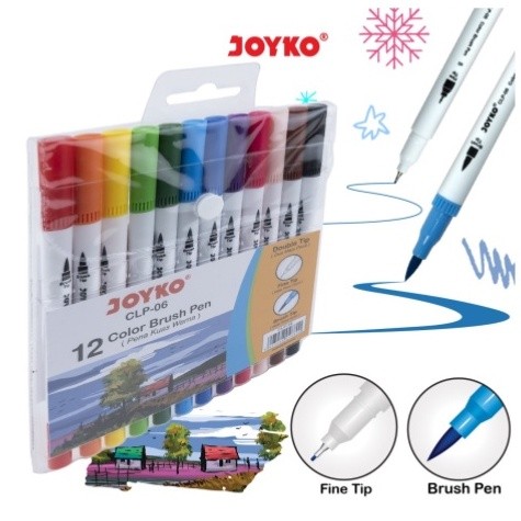

( StaLand ) Color Colour Brush Pen / Pena Kuas Warna Joyko 12 Warna CLP-06 CLP 06