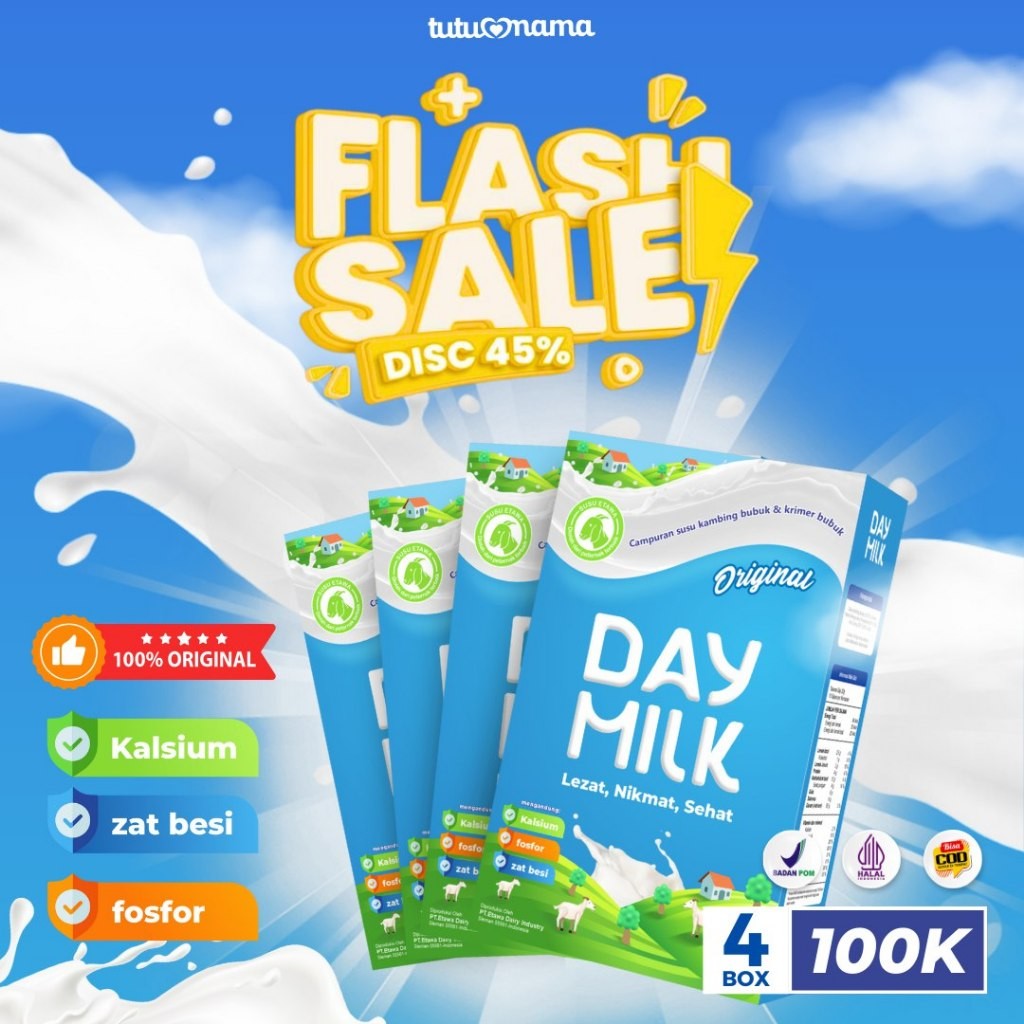 

[PAKET PROMO] 100k Dapat 4 DAYMILK ORIGINAL - Susu Kambing Etawa Bubuk - Atasi Kesemutan - Tidak Berbau - HALAL BPOM NKV