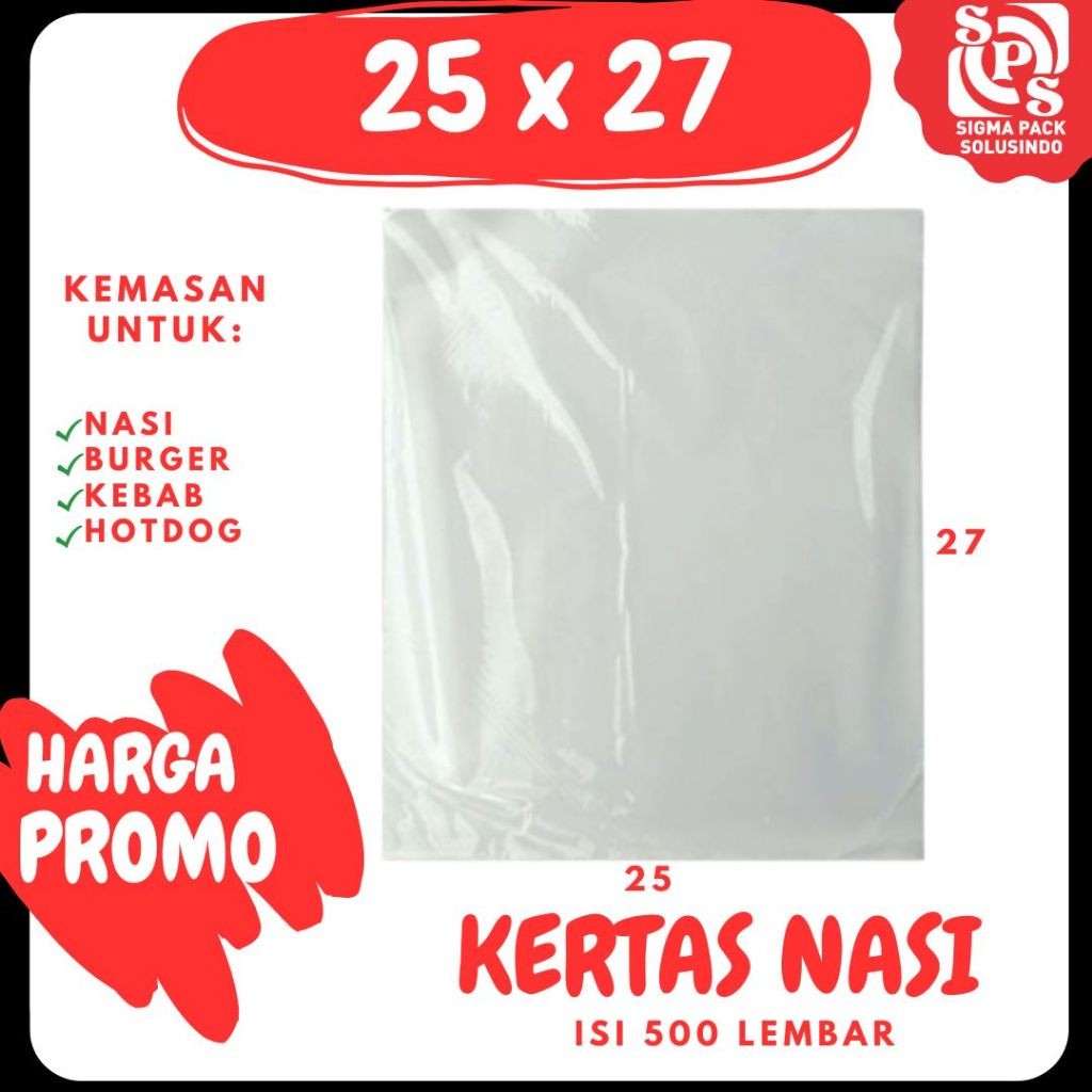 

Kertas Nasi Putih Foodgrade | Polos 25x27 | KFC | Paper Wrap | Burger | Kebab | VICTORY JPN