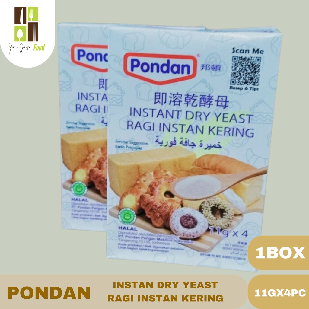 

Pondan Ragi Instan Kering 11gr / Pengembang Roti Donat Instant Dry Yeast Kemasan 1box isi 4pc