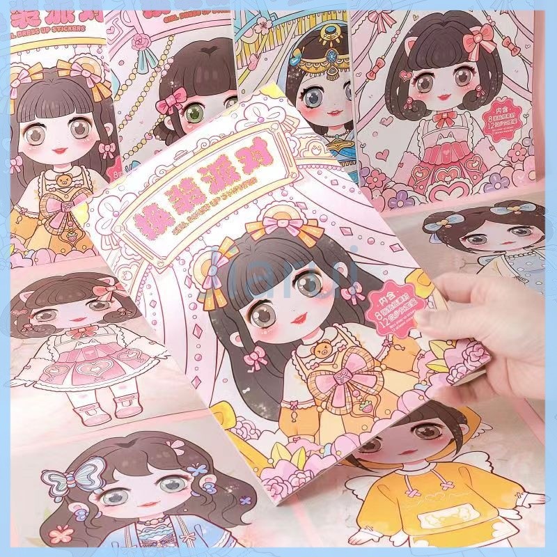 

Jiarui Buku Stiker Ganti Pakaian Mode DIY/Buku Stiker Rias Putri Cantik/Ratusan Stiker Rias Lucu Pertunjukan Rias