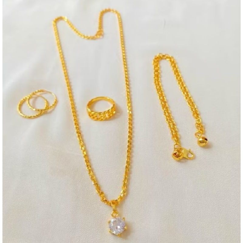 COD satu set perhiasan titanium asli terbaru dan terlaris anti karat dan anti luntur Anti Karat