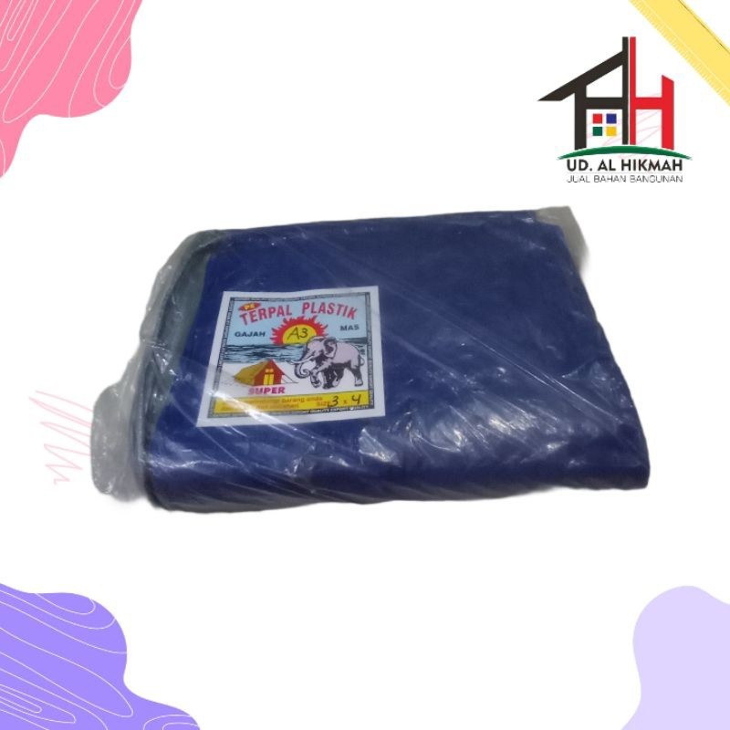 TERPAL PLASTIK A3 UKURAN 3X4 GAJAH MAS - 8x1 1/4" - TERPAL 3 X 4
