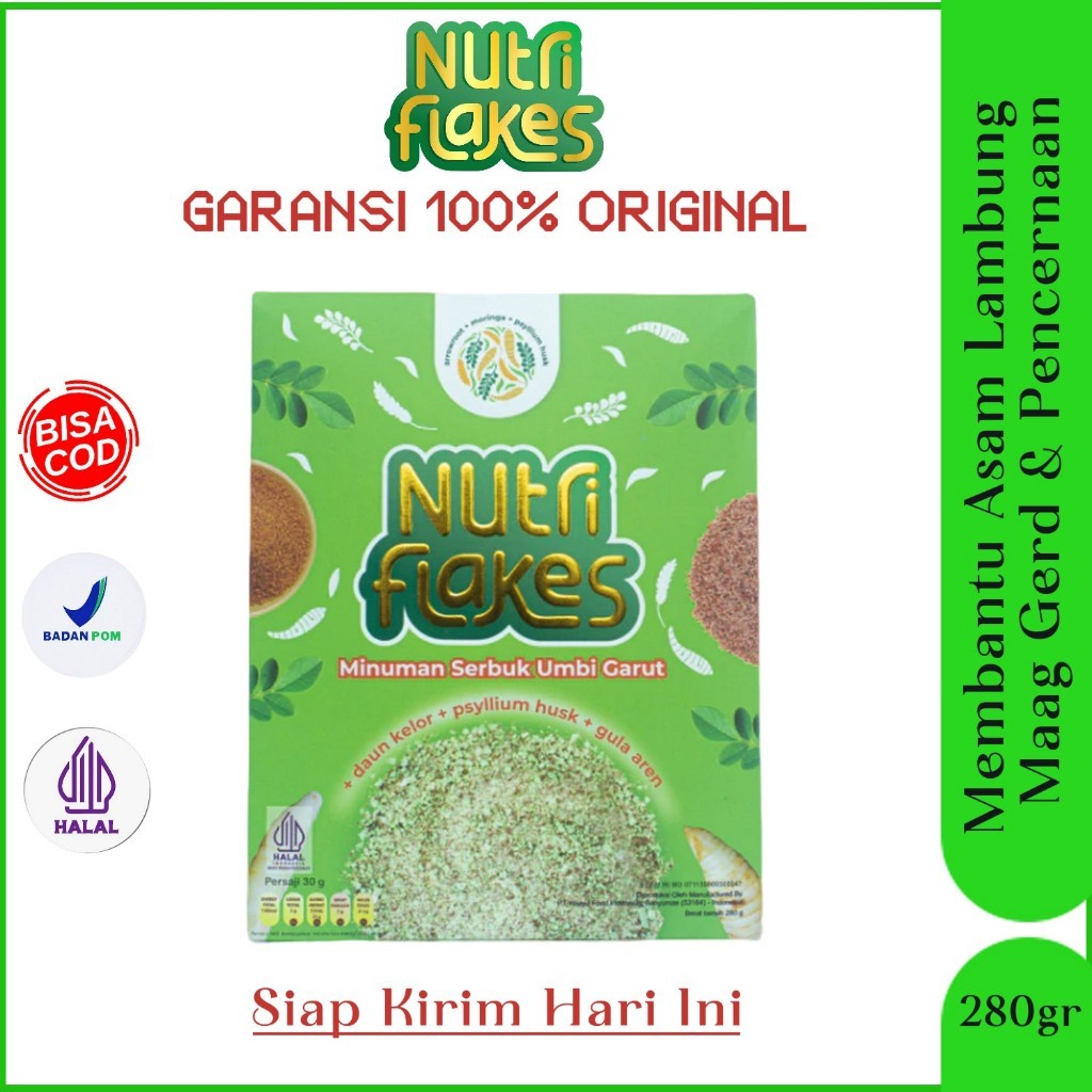 

Nutriflakes Original Sereal Umbi Garut Asam Lambung Maag Gerd Kolesterol & Pencernaan 280gr Asli