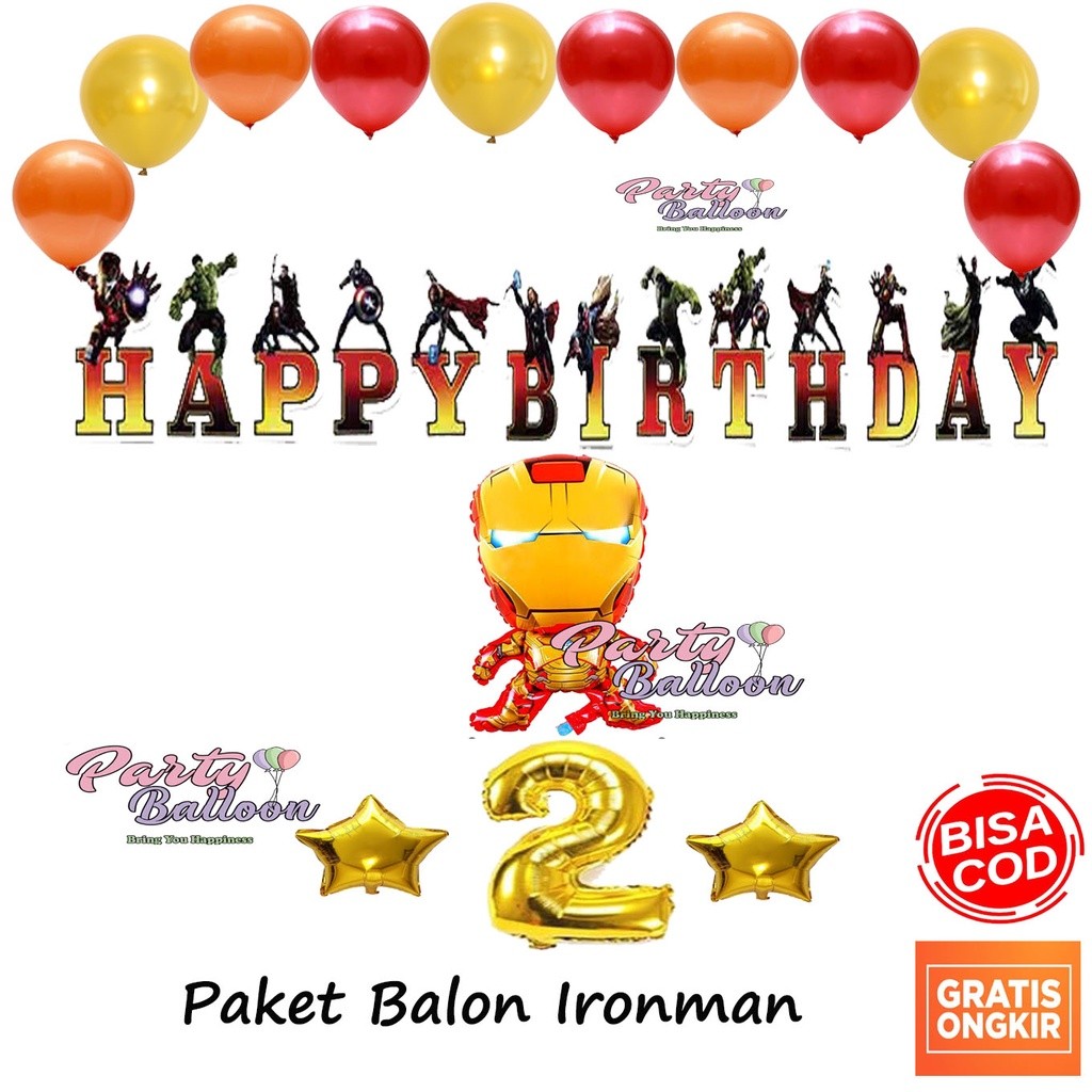 Paket Dekorasi Balon Ulang Tahun Anak Laki Laki Avenger Set Decor Ultah Ironman Hemat Murah