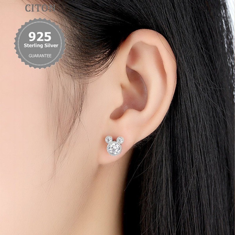 Anting Tikus Kecil S925 Perak Kepala Mickey Lucu Anting Gaya Pelajar Kecil Dan Indah