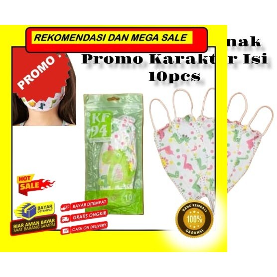 Terlaris MASKER ANAK KF94 PUTIH/HITAM CAREION 4PLY ISI 10 KF 94 EARLOOP KIDS - DINO ISI 10 Rekomenda