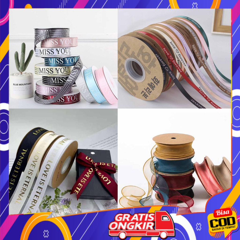 

COD Ribbon Pita Satin Premium Buat Buket Bunga Uang Kado Gift Flower Bouquet Dekorasi Bunga KB42 / KB44 / KB45 / KB46