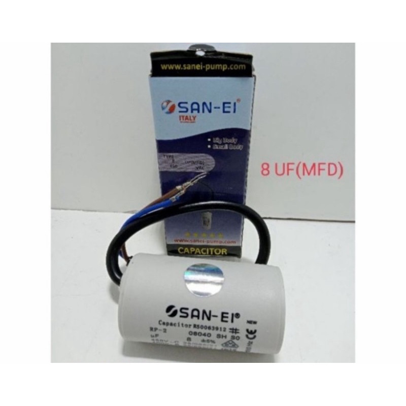 KAPASITOR BULAT KABEL 8uf 450V san ei