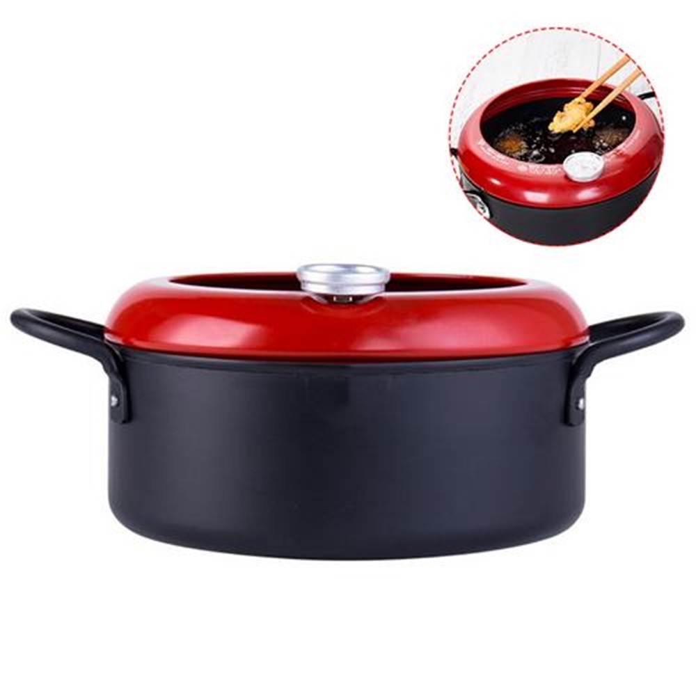 Tempura Fryer Japanese Fryer Pot Nonstick Deep Fryer Pan with a Thermometer