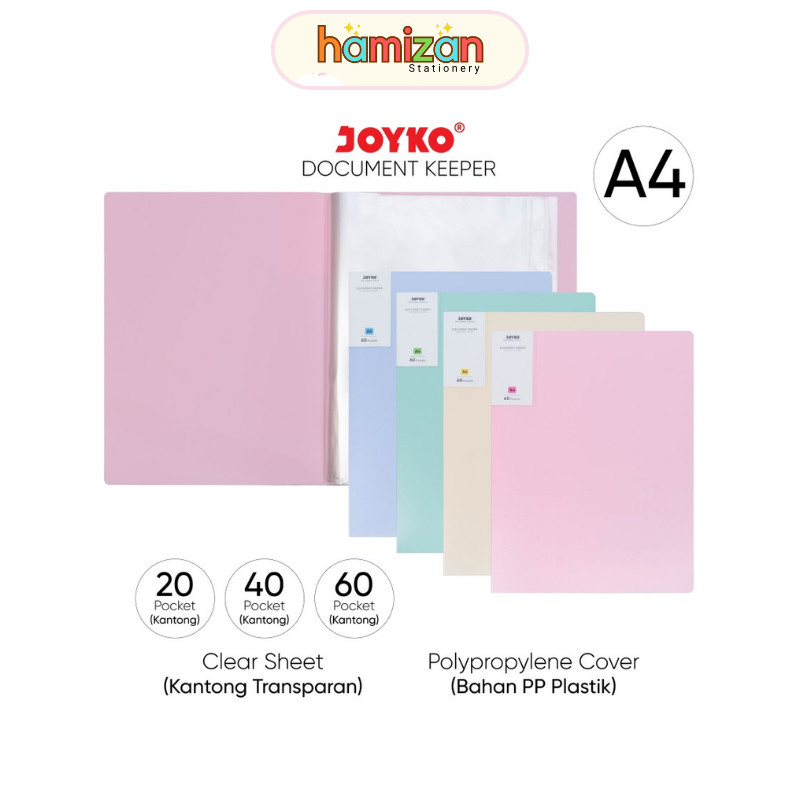 

Document Keeper / Clear Holder A4 20 kantong / Map Kantong DK-A20A4 / Folder / Organizer Plastik warna Pastel ukuran A4 20 pocket / Document Keeper Clear Holder Map File Dokumen Folder Joyko DK Pastel - DK-A20A4 Joyko Murah Berkualitas