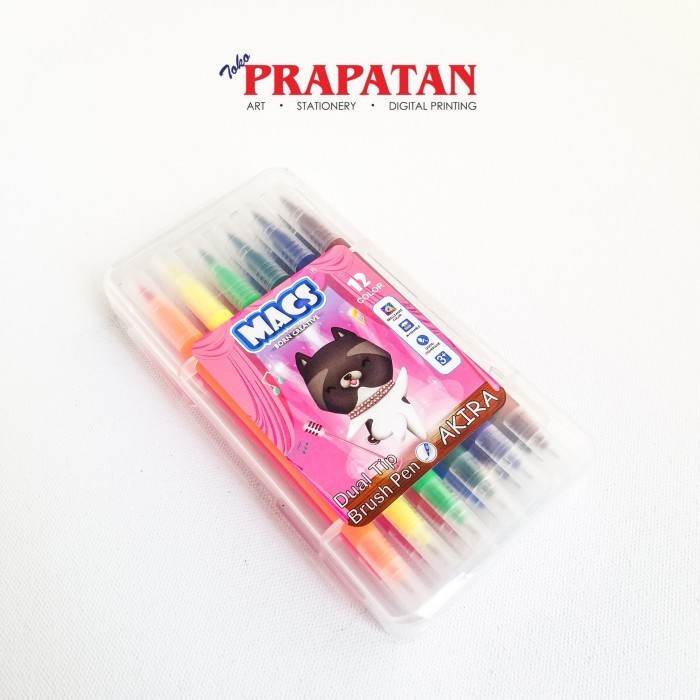

[New Arrival] Macs Dual Tip Brush Pen Marker Color 12 Warna Spidol