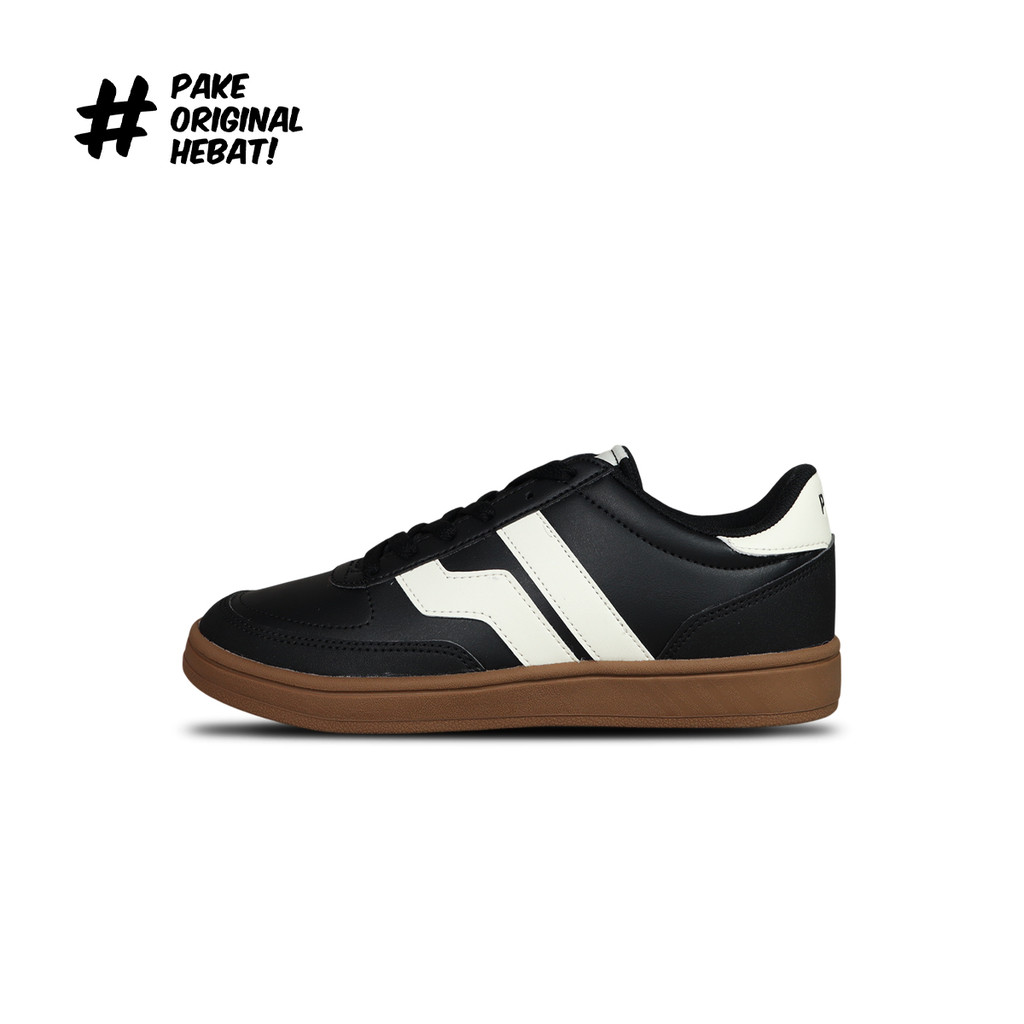 Piero Sepatu Sneakers Court Derby Big Logo - Black/White/Brown