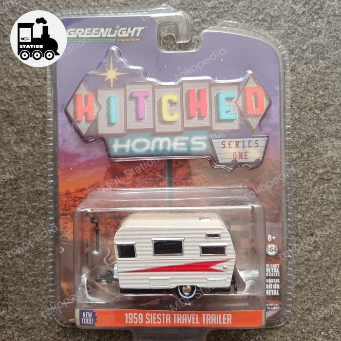 EF99 Greenlight Hitched Homes Diecast - 1959 Siesta Travel Trailer