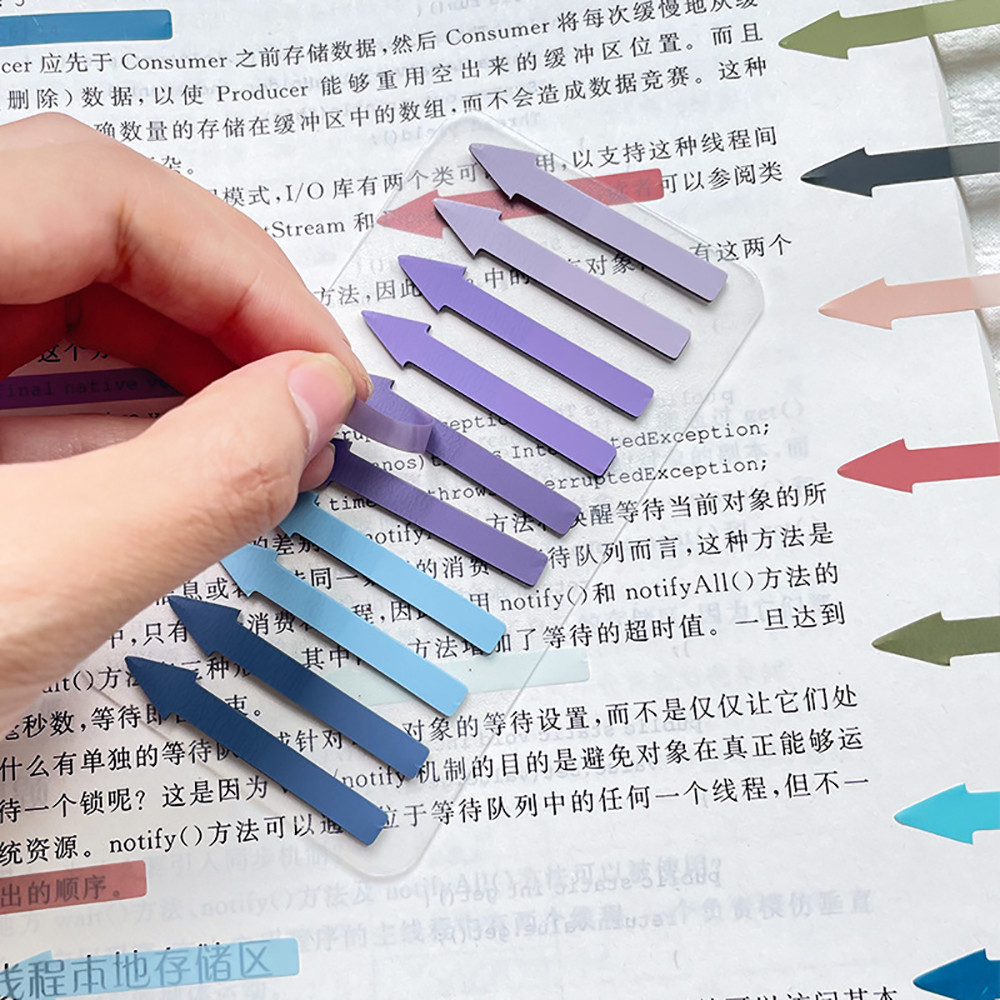 

200 Sheets Transparent Fluorescent Index Tabs PET Arrow Flags Sticky Note for Page Marker Planner Stickers Office School