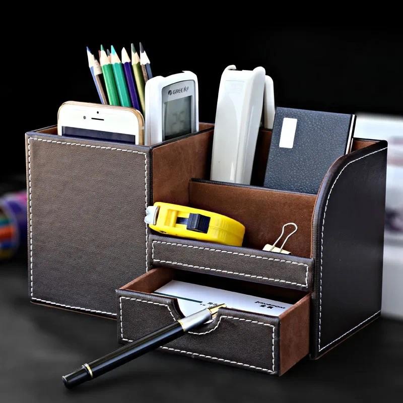 

1Pc Pu Pencil Holder Desktop Pen Holder Stationery Pencil Cosmetics Organizer for Desk Office School Storage Case Accessories