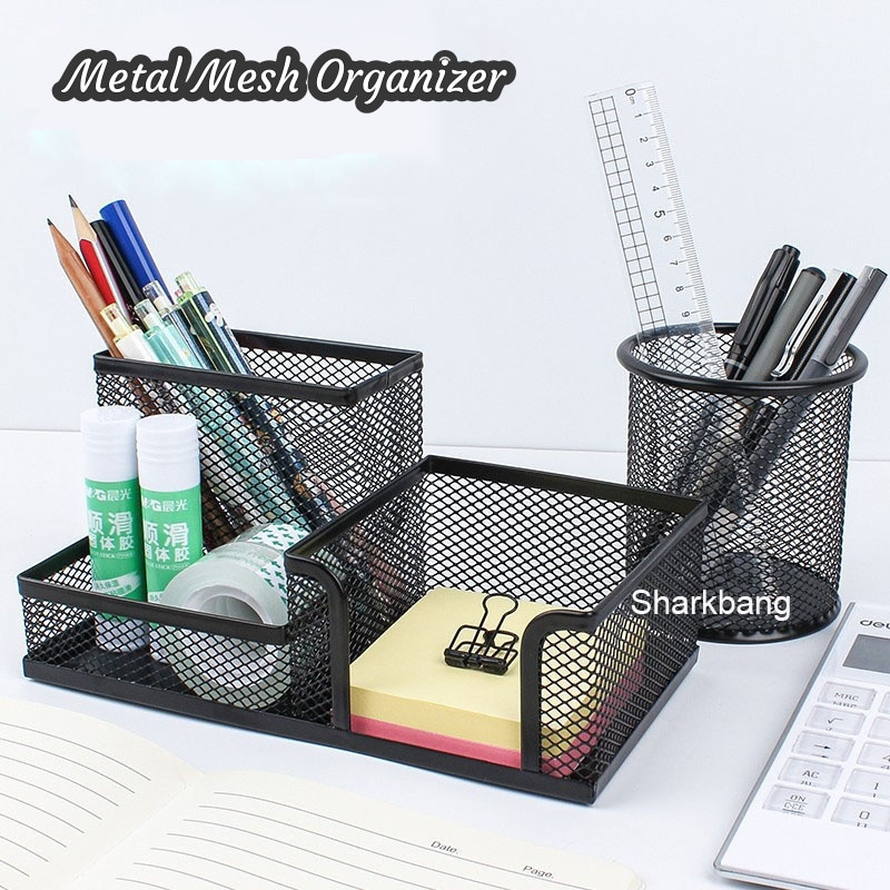 

Sharkbang Metal Mesh Container Organizer Storage Box Large Capacity Desktop Pen Holder Clips Box School Office Stationery