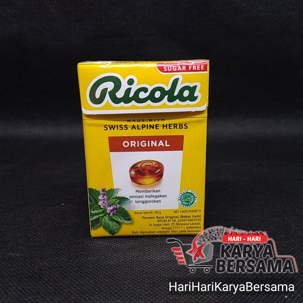 

MAKANAN RINGIN PERMEN RICOLA SWISS ORIGINAL HERB CANDY 40GR