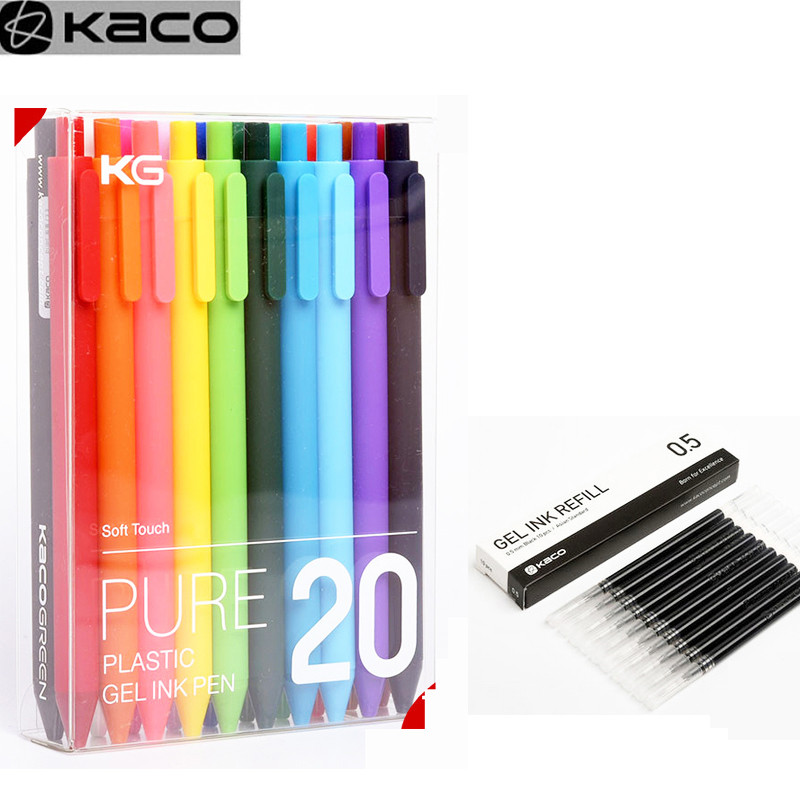 

KACO 20pc/lot Gel Pen 0.5mm Retro Candy Color Writing Tools with Colored Ink, Hand drawing Bookkeeping Note Taking Cute Supplies